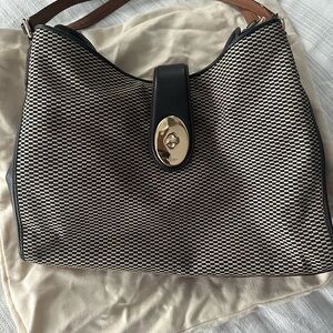 Coach Madison Black and Tan Checkered Shoulder Bag